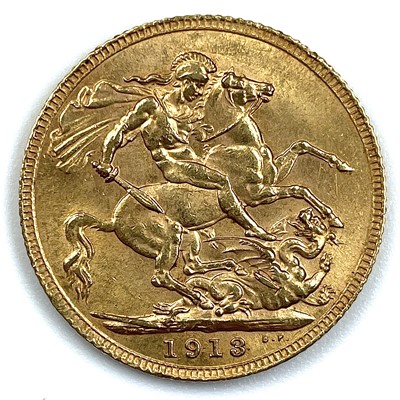 Lot 86 - A George V 1913 full sovereign gold coin.