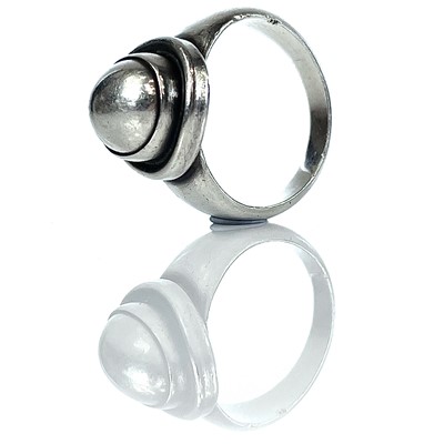 Lot 177 - A Georg Jensen silver ring, model no.46,...