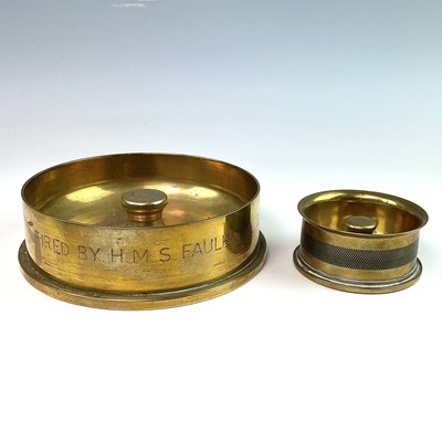 Lot 61 - D Day trench art, A brass shell case pipe...