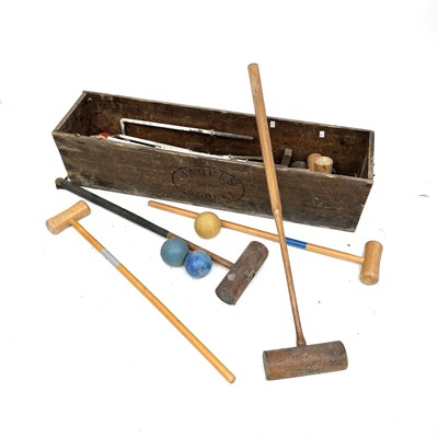 Lot 145 - A part croquet set contained in a Jacques box.