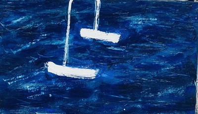 Lot 87 - Jeremy LE GRICE (1936-2012) 'Two Boats' Oil on...