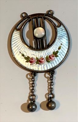 Lot 2665 - A Charles Horner enamelled silver pendant...