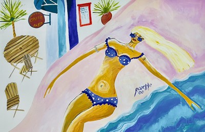 Lot 175 - PONCKLE (1934-2012) Sunbather Acrylic Signed...