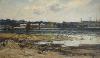 Lot 406 - John Noble BARLOW (1861-1917) 'Estuary' Oil on...