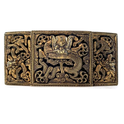 Lot 320 - A Chinese brass buckle, circa 1900, with...