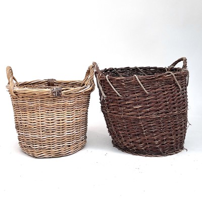Lot 95 - A two handled wicker basket together with...