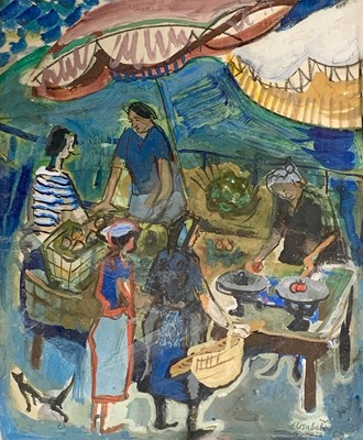 Lot 700 - Elizabeth MORRIS French Market Watercolour...