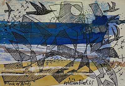 Lot 118 - William BLACK (XX) Flock of Birds Ink and wash...
