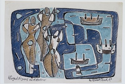 Lot 238 - William BLACK (XX) Winged Figures and Harbour...
