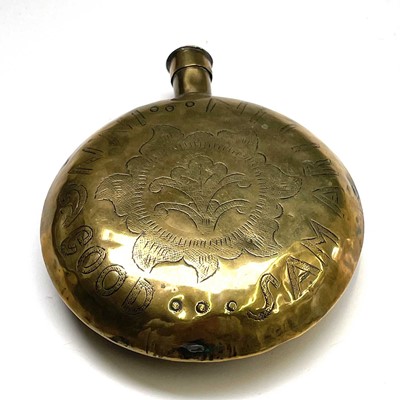 Lot 86 - An Anglo Dutch brass flask, early 19th century,...
