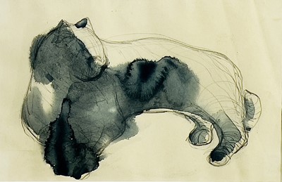 Lot 26 - John Erskine MILNE (1931-1978) Cat Pen, ink...