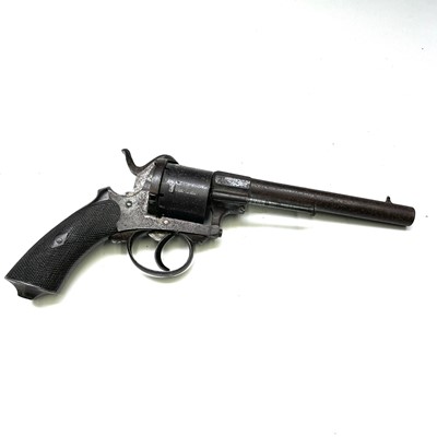 Lot 124 - An English six-shot pin fire revolver, mid...