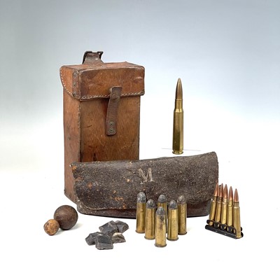 Lot 131 - A leather ammunition pouch, 19th century,...