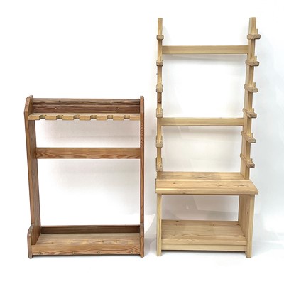 Lot 132 - A custom made pine gun rack, to hold six...