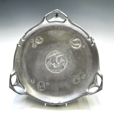 Lot 87 - A Kayserzinn Art Nouveau pewter dish, with...