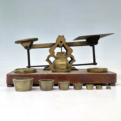 Lot 133 - A set of S.Mordan & Co brass parcel scales and...