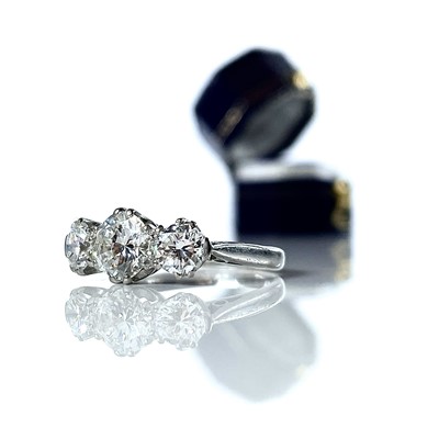 Lot 165 - A superb 18ct white gold diamond three stone...