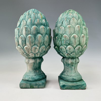 Lot 202 - A pair of reconstituted stone painted pine...