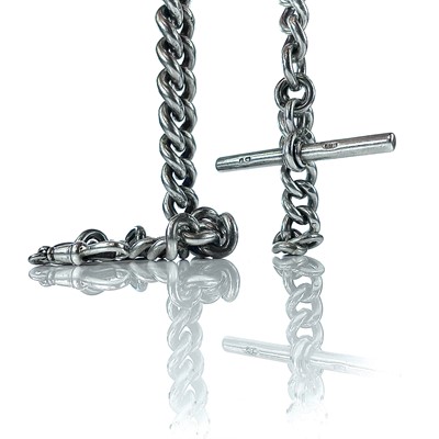 Lot 160 - A Victorian heavy silver Albert watch chain,...