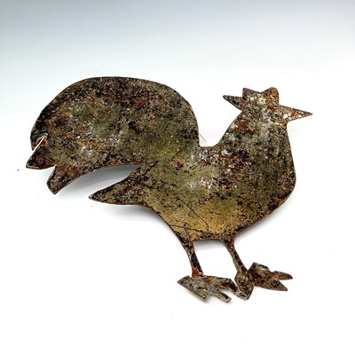 Lot 223 - A sheet metal silhouette of a cockerel, 45cm x...