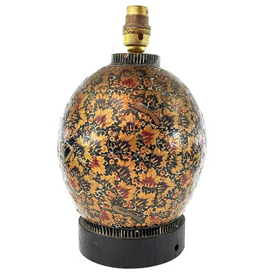 Lot 1027 - A Persian lacquered table lamp base, mid 20th...