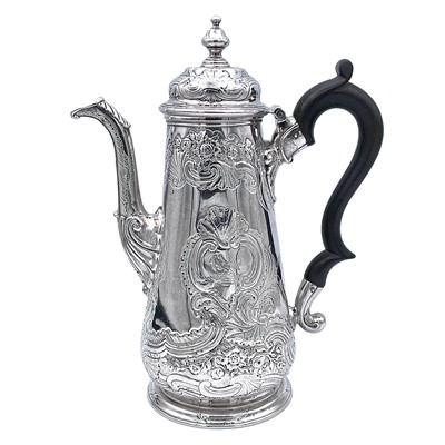 Lot 41 - A George II silver baluster coffee pot...