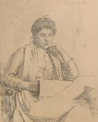 Lot 240 - Newlyn School A Young Lady Reading Pencil...