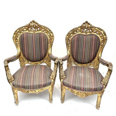 Lot 3133 - A pair of early 20th century French giltwood...