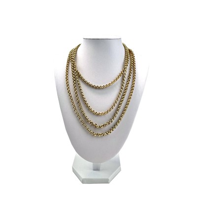 Lot 223 - A 19th century gold plated belcher link long guard chain.