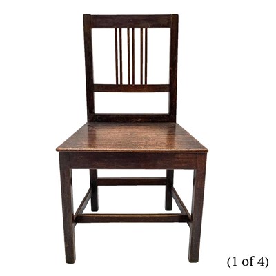 Lot 161 - A set of five George III oak dining chairs