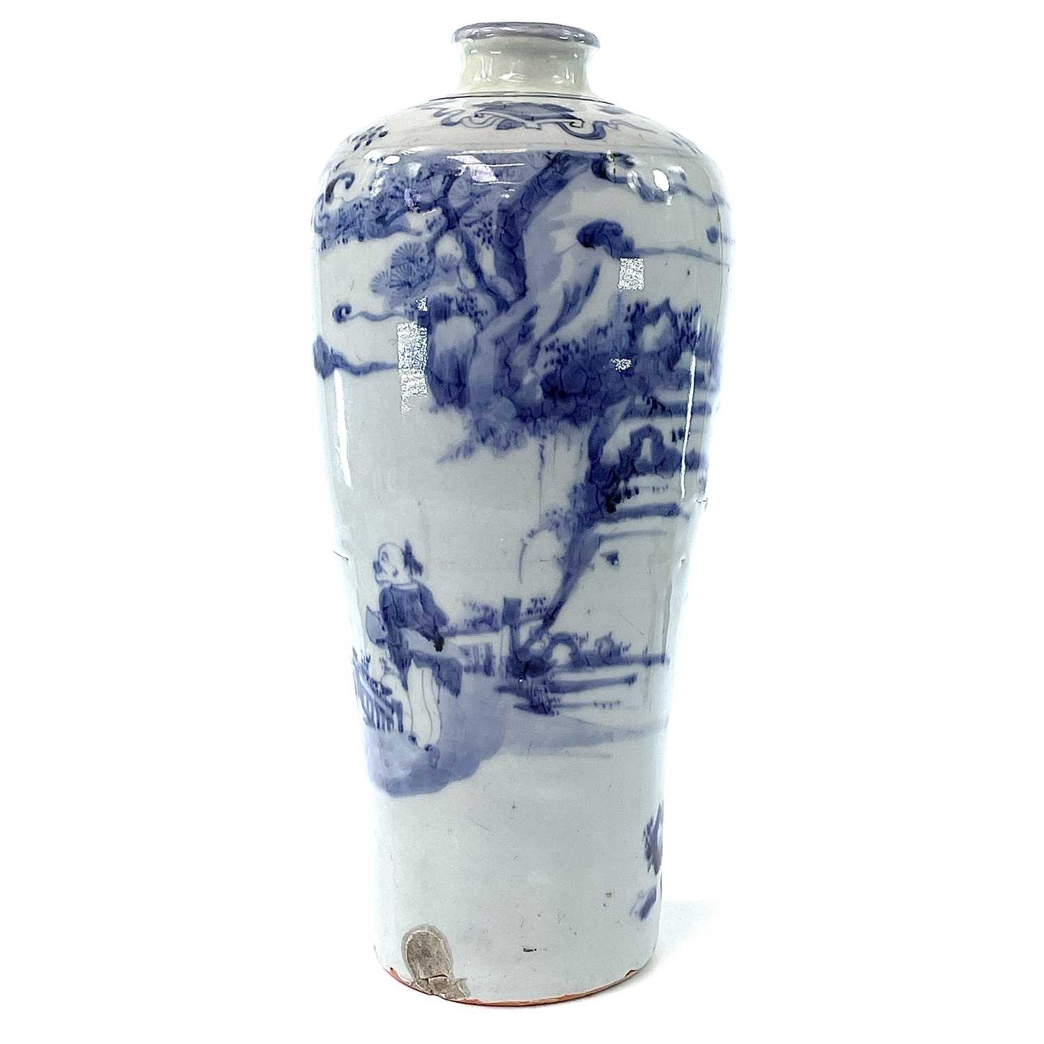 Lot 12 - A Chinese blue and white meiping, Ming Dynasty,...