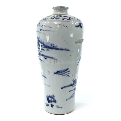 Lot 12 - A Chinese blue and white meiping, Ming Dynasty,...