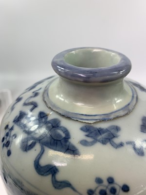 Lot 12 - A Chinese blue and white meiping, Ming Dynasty,...