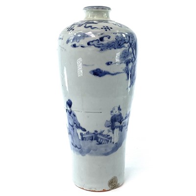 Lot 12 - A Chinese blue and white meiping, Ming Dynasty,...