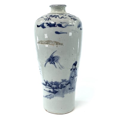 Lot 12 - A Chinese blue and white meiping, Ming Dynasty,...