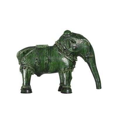 Lot 1004 - An Ottoman green glazed model of a caparisoned...