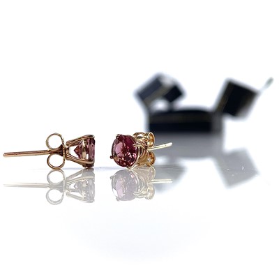 Lot 81 - A pair of 9ct pink tourmaline ear studs,...