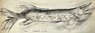 Lot 16 - Sven BERLIN (1911-1999) Pike Ink on paper...