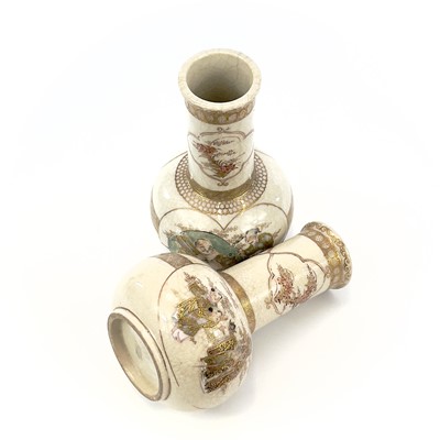 Lot 30 - A pair of Japanese Satsuma crackle-glazed...