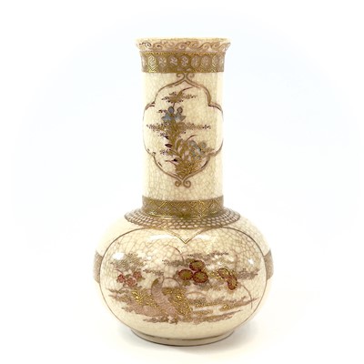 Lot 30 - A pair of Japanese Satsuma crackle-glazed...