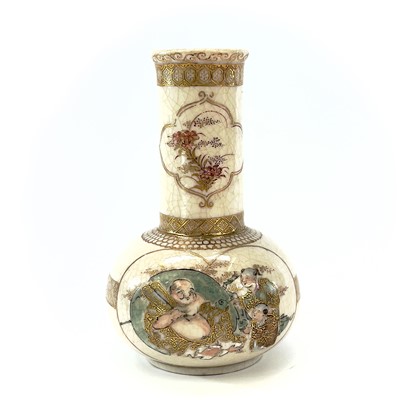 Lot 30 - A pair of Japanese Satsuma crackle-glazed...