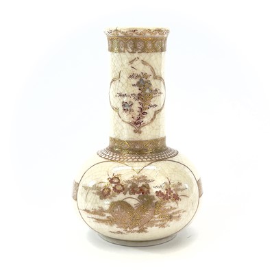 Lot 30 - A pair of Japanese Satsuma crackle-glazed...