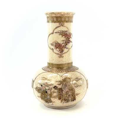 Lot 30 - A pair of Japanese Satsuma crackle-glazed...