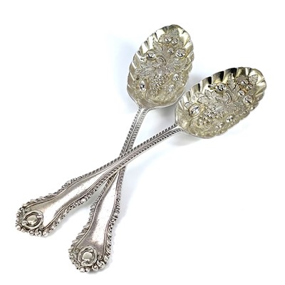Lot 170 - A Victorian silver pair of berry serving...