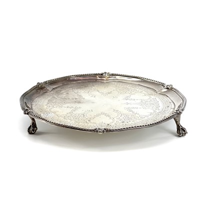 Lot 169 - A Victorian silver circular card tray by...