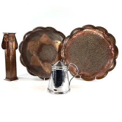 Lot 153 - A Hayle copper vase, with applied 'fin'...