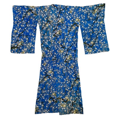 Lot 321 - A Japanese rayon blue ground kimono, mid 20th...