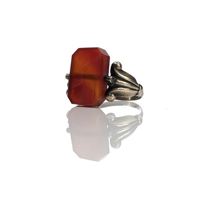 Lot 57 - A 19th century gold carnelian set intaglio...