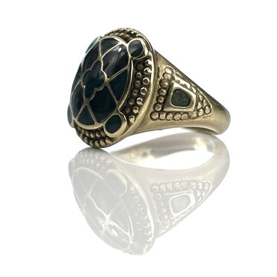 Lot 219 - A silver gilt green and brown hardstone set...