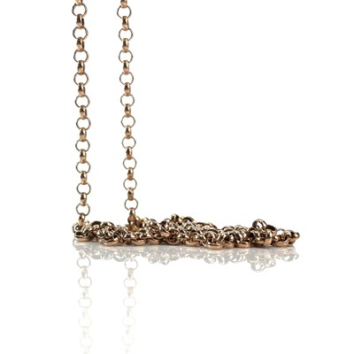 Lot 150 - A 9ct rose gold belcher link chain, length...